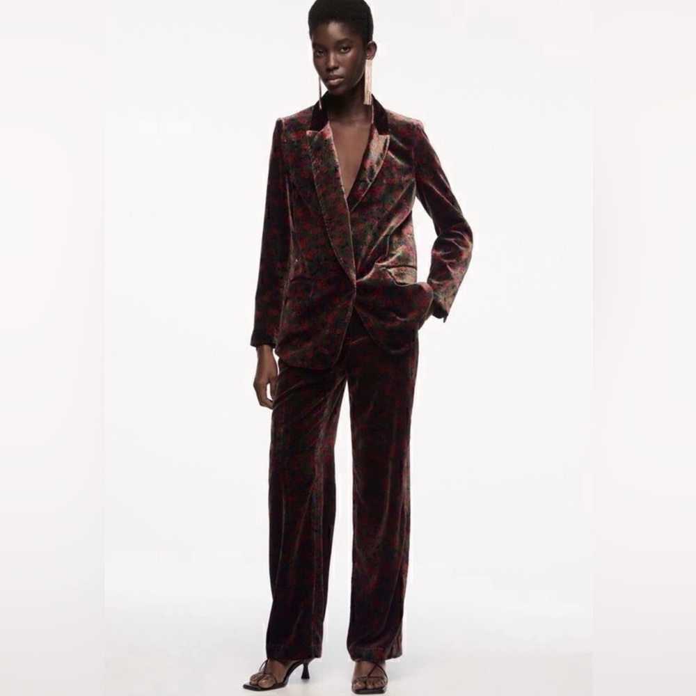 Zara Floral Velvet Women's trousers new with tags